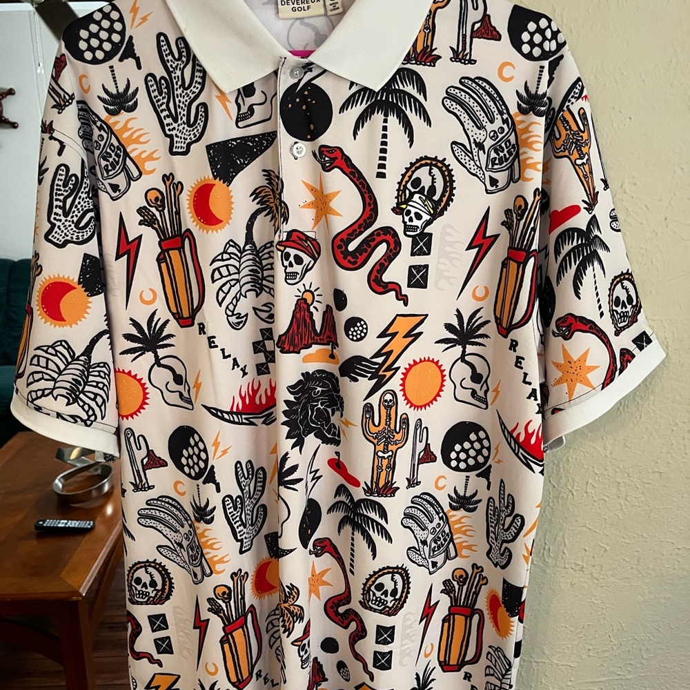 Devereux golf polo shirt xl extra large skull